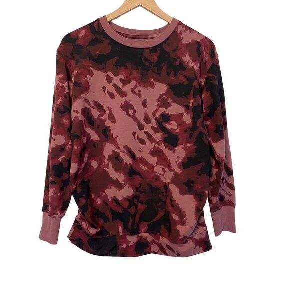 Isabel Maternity Small Purple Tie Dye Sweatshirt Cinched Sides Loungewear - Picture 1 of 10